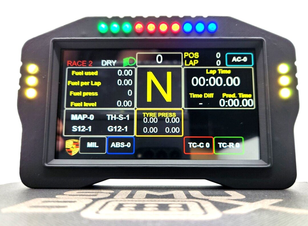 SIMUBOX DDU Sim Racing Dashboard With 16 RGB Led. Simhub Compatible