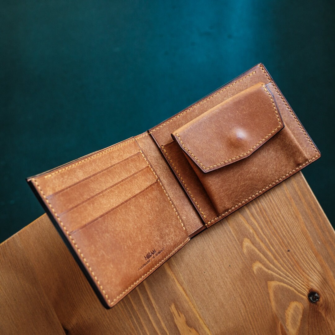 SHELL CORDOVAN BIFOLD Coin Pocket Wallet, Luxury Billfold Custom