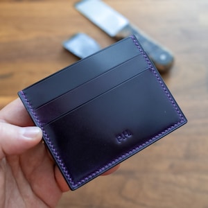 Tarjetero SHELL CORDOVAN, billetera minimalista, billetera edc, hecha a mano