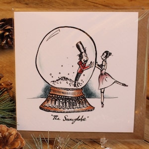 The Snowglobe - Ilustração original Impressão de qualidade de cartão de Natal