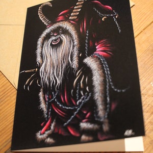 Gruss Vom Krampus Christmas Greeting Card, Original Illustration, Dark and Gothic Christmas Card