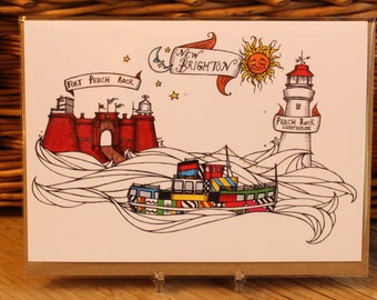 Welcome to New Brighton! Original Illustration Greetings Card Quality Print