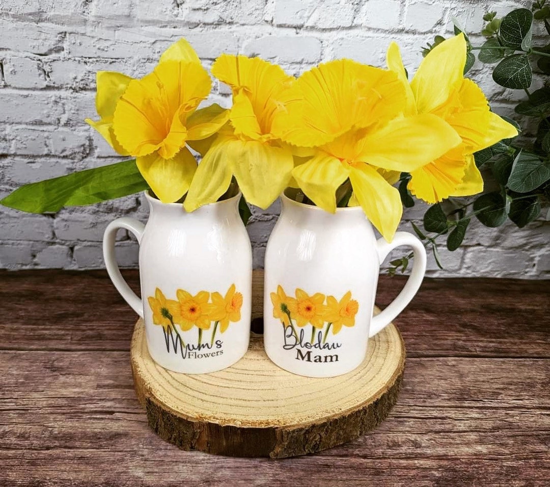 Mothers Day Flower Vase, Mam Flower Jug, Daffodil Mothers Day Gift