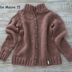 Weiche, absolut kratzfreie Strickjacke 100%Natur salbei mauve oder zartrosa Knopfleiste gestrickt Cardigan Strick Damen Gr S M L XL Handmade Bild 6