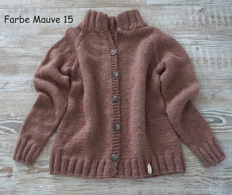 Weiche, absolut kratzfreie Strickjacke 100%Natur salbei mauve oder zartrosa Knopfleiste gestrickt Cardigan Strick Damen Gr S M L XL Handmade Bild 6