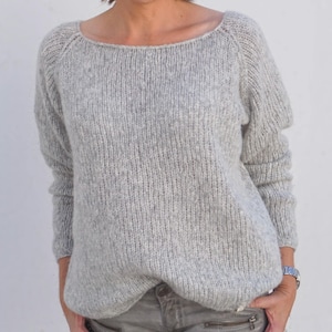Sweater Alpaca Merino wool soft, loosely knitted & feather-light knitted sweater women&#39;s knitwear size S, M, L, XL gray Handmade
