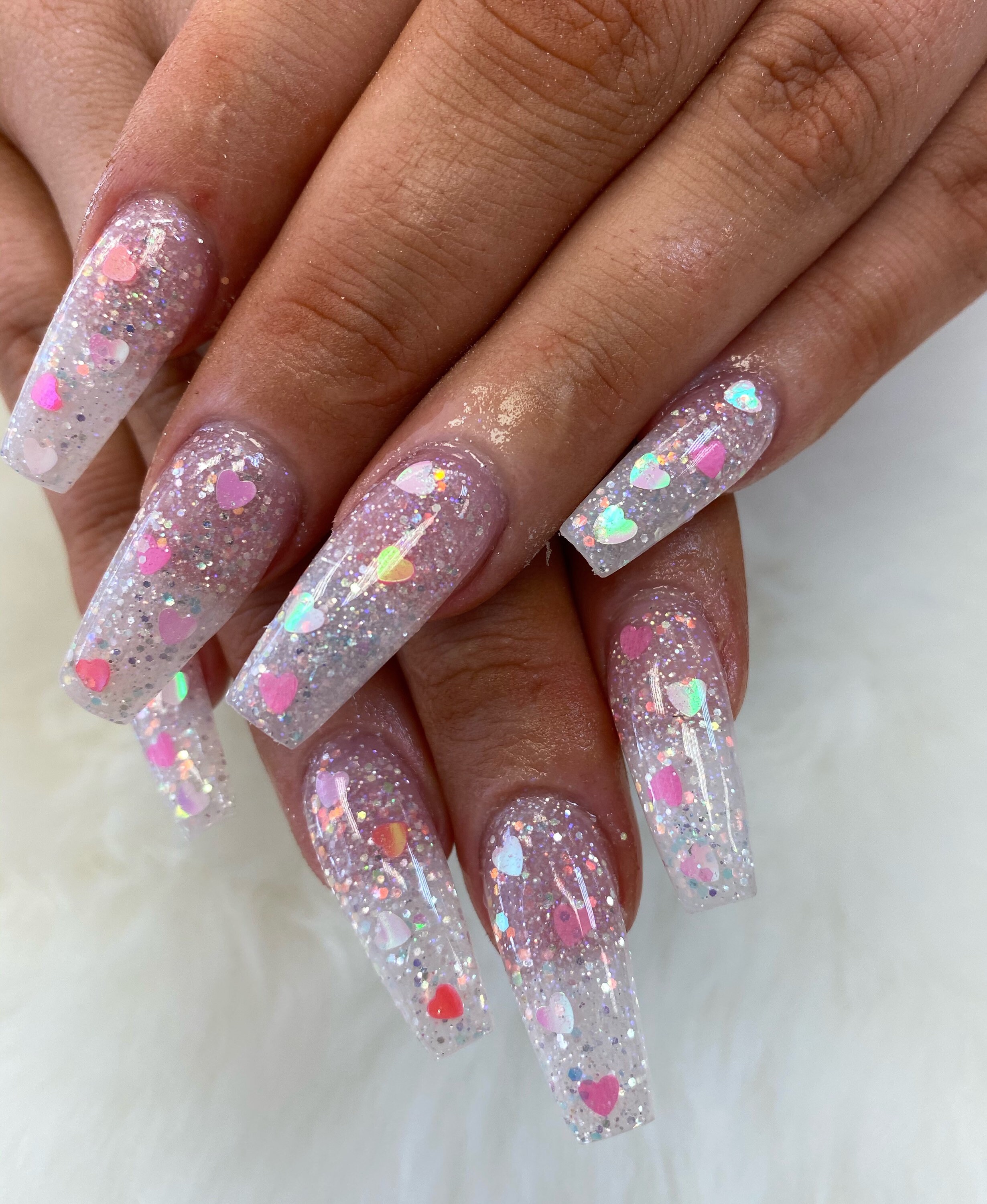 Press on nails/chunky glitter onbre gold pink ACRYLIC BASE Etsy