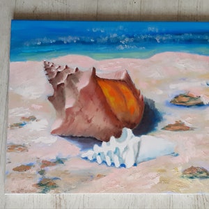 Seashell.Seascape,seaside, original,oil painting, canvas , impressionism ,gift , wall decor