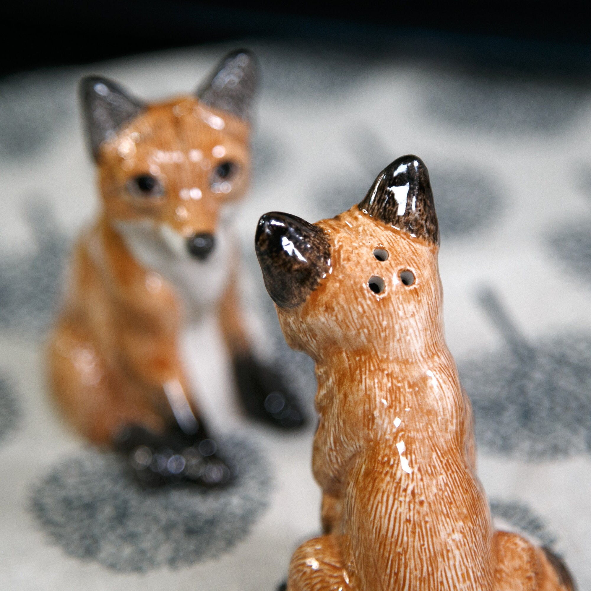 Unique Fox Salt & Pepper Shakers Set Creative Handpainted Etsy