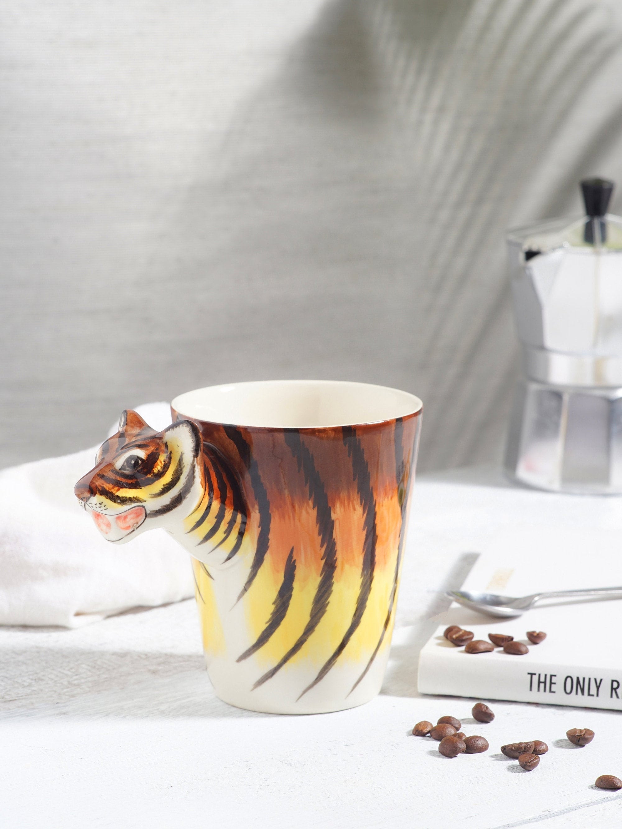 Funny Tiger Handmade Ceramic Animal Shaped Coffee Mugs Cool Etsy
