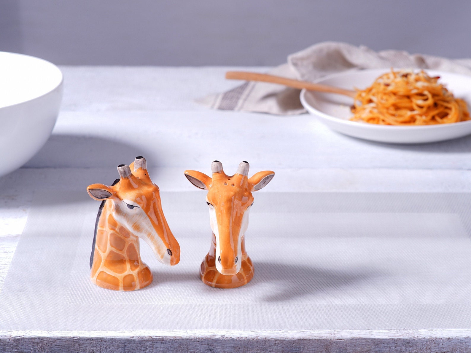 Giraffe Salt and Pepper Shakers Set Handpainted Ceramic Spice Etsy