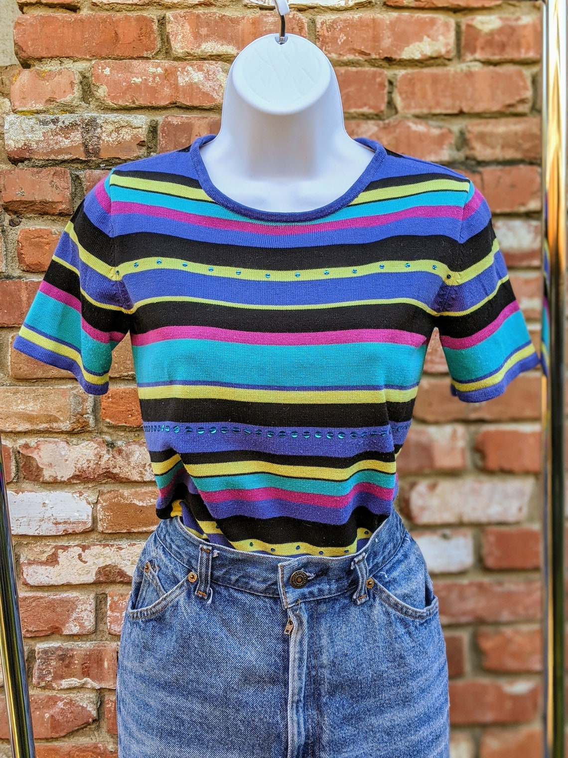 Vintage striped t-shirt 90's women's size small petite | Etsy