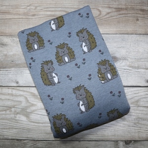 Pile alpino morbido e coccoloso con stampa digitale baby riccio floreale denim blu melange melange Maraki