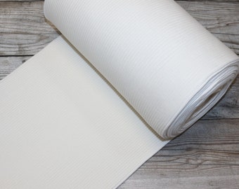Grobstrickbündchen Rippe Baumwollbündchen Bündchenstoff Schlauchware Naturweiß Uni Premium Maraki
