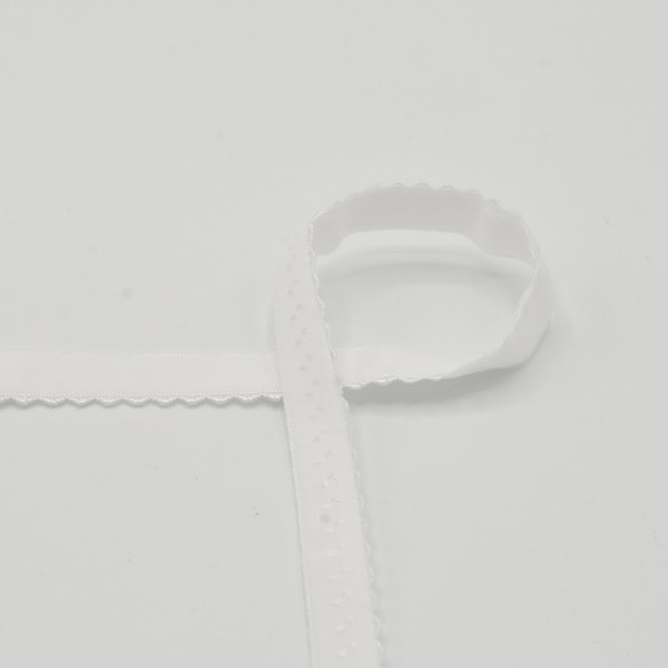 12 mm Falzgummi Einfassgummi Wäschegummi elastisches Einfassband mit Zierde Wollweiß Maraki - ab 1 m