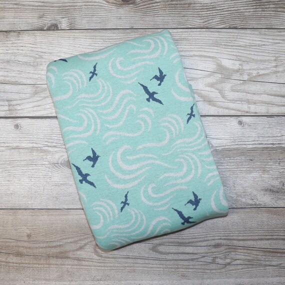 Jacquard Knitted Jersey Mint Green Patterned Bird Pattern Maraki