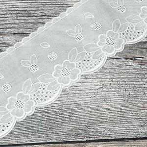 Lace ribbon, festoon lace for sewing, white patterned from 2 metres, 7 cm wide, Maraki 100% cotton