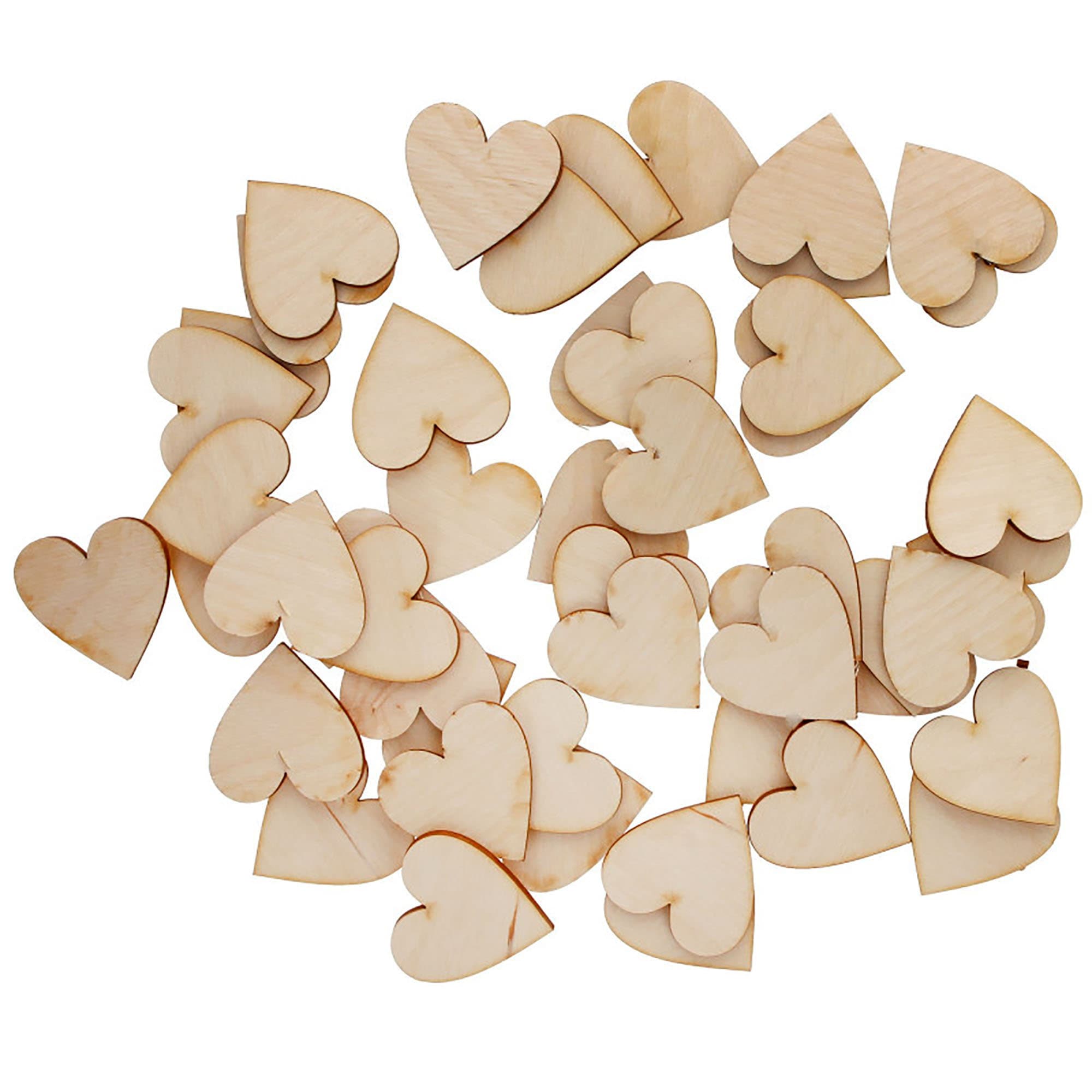 Wood Heart Cutouts,130 PCS 3.15 Inch Unfinished Wooden Hearts for Guest  Book for DIY Crafts, Wedding Decor, and Valentine's Day Ornaments, by