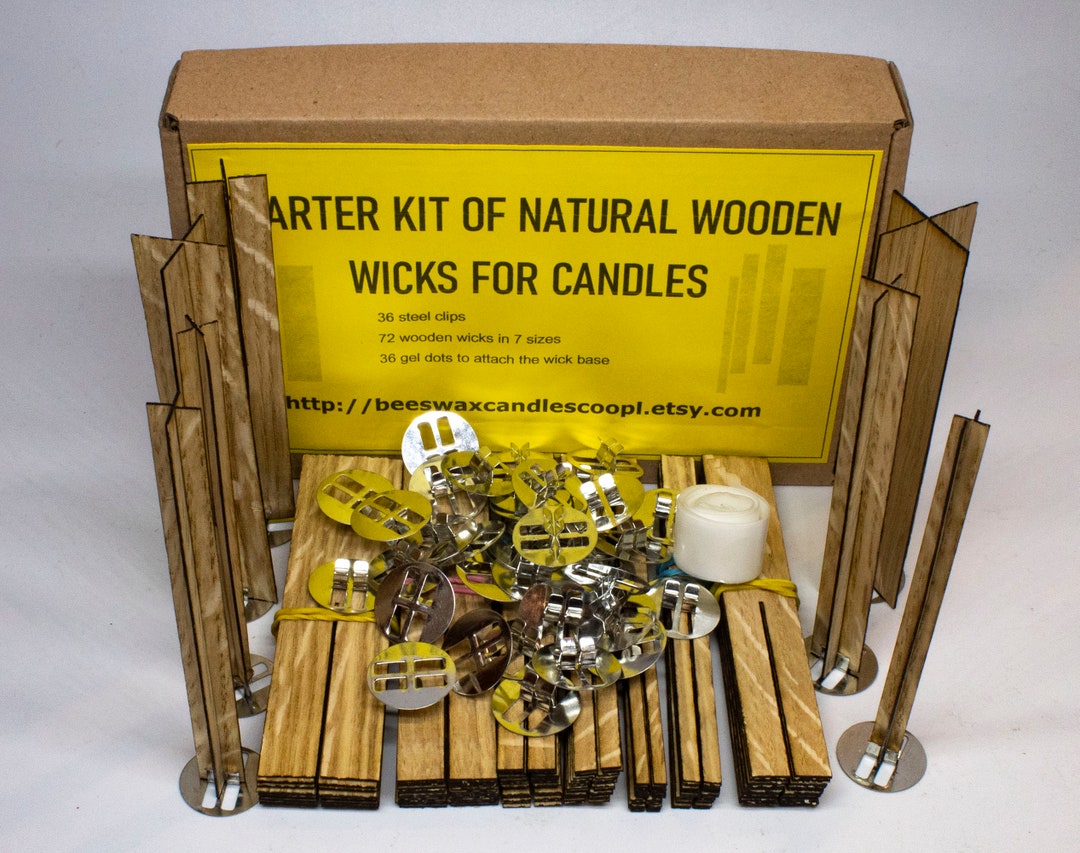 Wooden Cross Wicks Starter Set. 72 Rounded Wooden Wicks of 6 Widths for