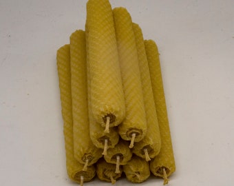 Beeswax candles, 8 pcs 23x2 cm, hand rolled pillar candle, 100% pure beeswax