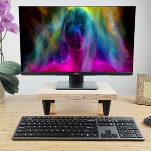Monitor stand for desk, wood monitor riser, computer display stand, desk shelf, gift for him, office gifts, boyfriend gift.