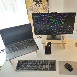 Dual Computer screen stand for desk. Dual or Single Monitor Riser. Single or Dual Monitor Stand. Wood monitor riser.
