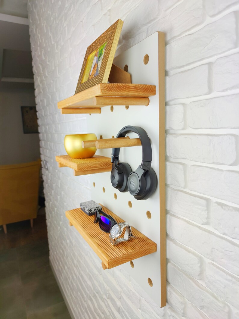 Wall Organizer, Display Pegboard, Shelving. Display Unit. Montessori Furniture. Peg Board Organizer. Wall decoration. image 3