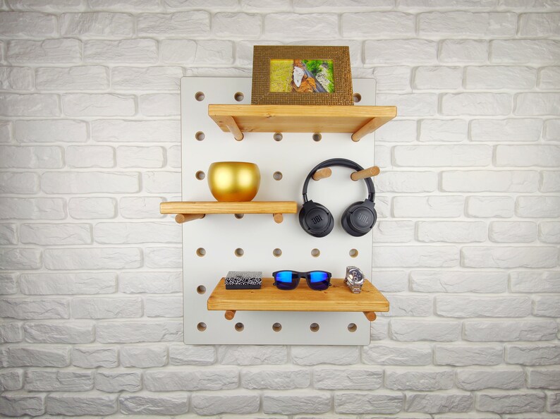 Wall Organizer, Display Pegboard, Shelving. Display Unit. Montessori Furniture. Peg Board Organizer. Wall decoration. image 7
