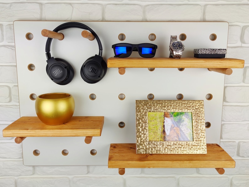 Wall Organizer, Display Pegboard, Shelving. Display Unit. Montessori Furniture. Peg Board Organizer. Wall decoration. image 1