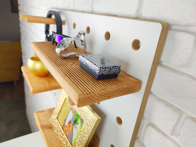 Wall Organizer, Display Pegboard, Shelving. Display Unit. Montessori Furniture. Peg Board Organizer. Wall decoration. image 2