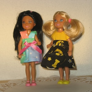 2 Handmade Doll Dresses that Fit 5.5 Inch Dolls like CHELSEA, Barbie&#39;s little sister fashion doll clothes / NO Dolls or Shoes