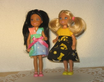 2 Handmade Doll Dresses that Fit 5.5 Inch Dolls like CHELSEA, Barbie's little sister fashion doll clothes / NO Dolls or Shoes