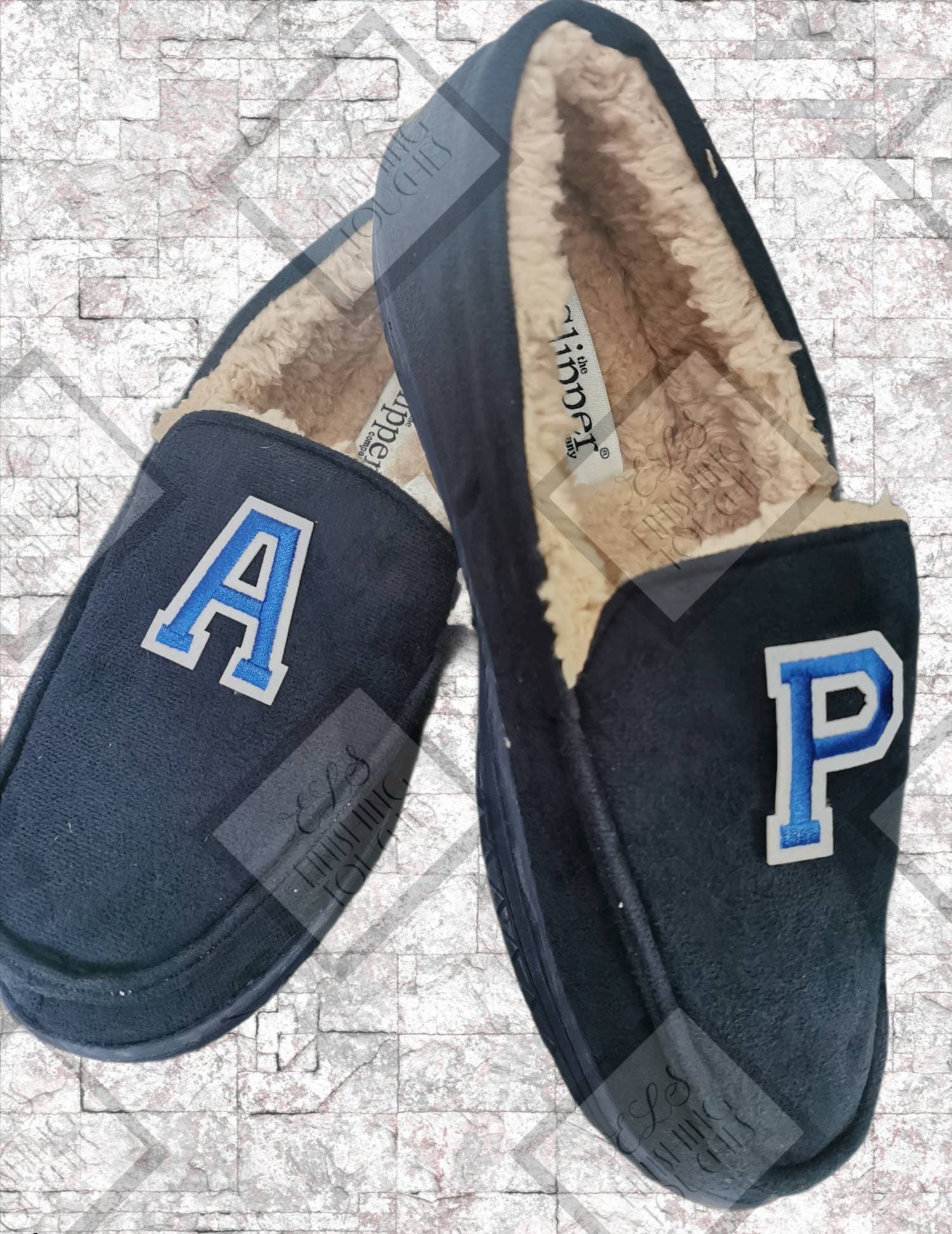 Men's Moccasin Slippers Personalised Men's Initial Etsy Nederland