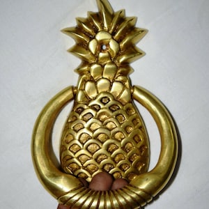 Golden Pineapple Knocker | Brass Metal Fruit Door Knocker | Maindoor Accessories