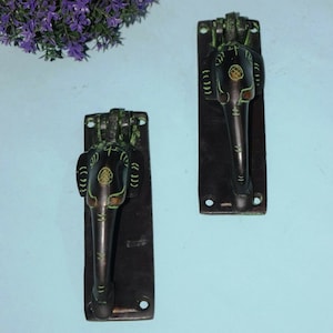 18 cm dörrknackare med Ganesha-huvud | Dörrklocke i mässing med elefantunge och mässingsplatta | Vikt: 815 x 2 = cirka 1630 gram