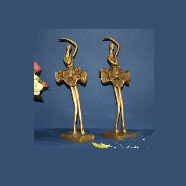Ballerina Lady Outdoor Figurines | Brass Ballet Dancing Statue | Mid Century Theme Party Decoration