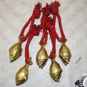 Set of 20 Pirahna Face Bells | Brass Hanging Sleigh Bells | Festival Housewarming Decoration