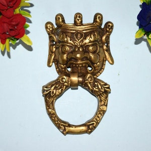 Devil Head Figure Door Knocker | Brass Scary Door Accessories