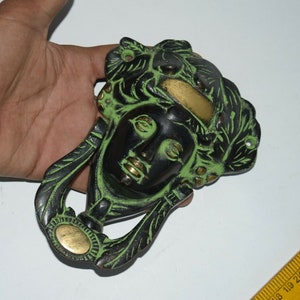 Brass Queen Lady Head Sculpt Door Bell | Victorian Regency Girl Face Knocker