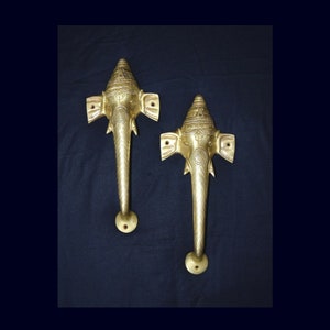 Religious Ganesha Head Door Handle | Golden Elephant Head Door Pull