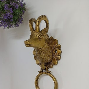 Santa Claus Deer Design Door Knocker | Brass Reindeer Shape Baby Room Door Bell Hardware Decor