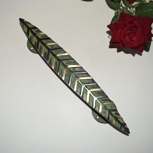 12" Inches Eucalyptus Leaf Shape Door Pull | Brass Gardening Decoration Door Handle