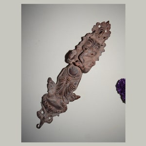 Metal Brass Door Ganesha Handle 14&#39;&#39; Inches Door Pull | Standing Ganpati Vinayaka Bow Cabinet Handles | Weight- 1580 Grams Approx.