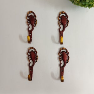 Red Clow Scorpion Towel Hanger | Set of 04 Pieces Hooks | Brass Sea Eurypterid Design Hooks Kids Room Decoration