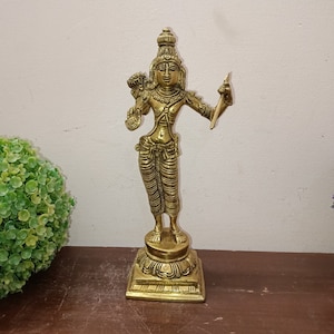 Lord Vishnu Rama Avatar Statue Ram Darbar Brass Murti | Ramchandra With Arrow Figure Ramayana Culture Home Décor | Weight- 960 Grams Approx.