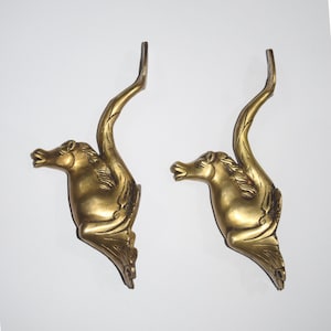 9.5&#39;&#39; Inches Sky Horse Door Handles Pair | Brass Animal Head Arch Window Puller | Party Housewarming Main Gate Furnish