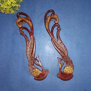 Unique Peacock Design Gate Handle Set | Brass Peafowl Shape Door Pull Grip Decor