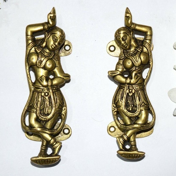 Dancing Women Door Handle | Brass Indian Dancing Lady Door Pull Set