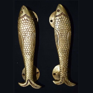 Brass Fish Door Handle | Brass Fish Door Pull | Cupboard Hardware Decor WSR