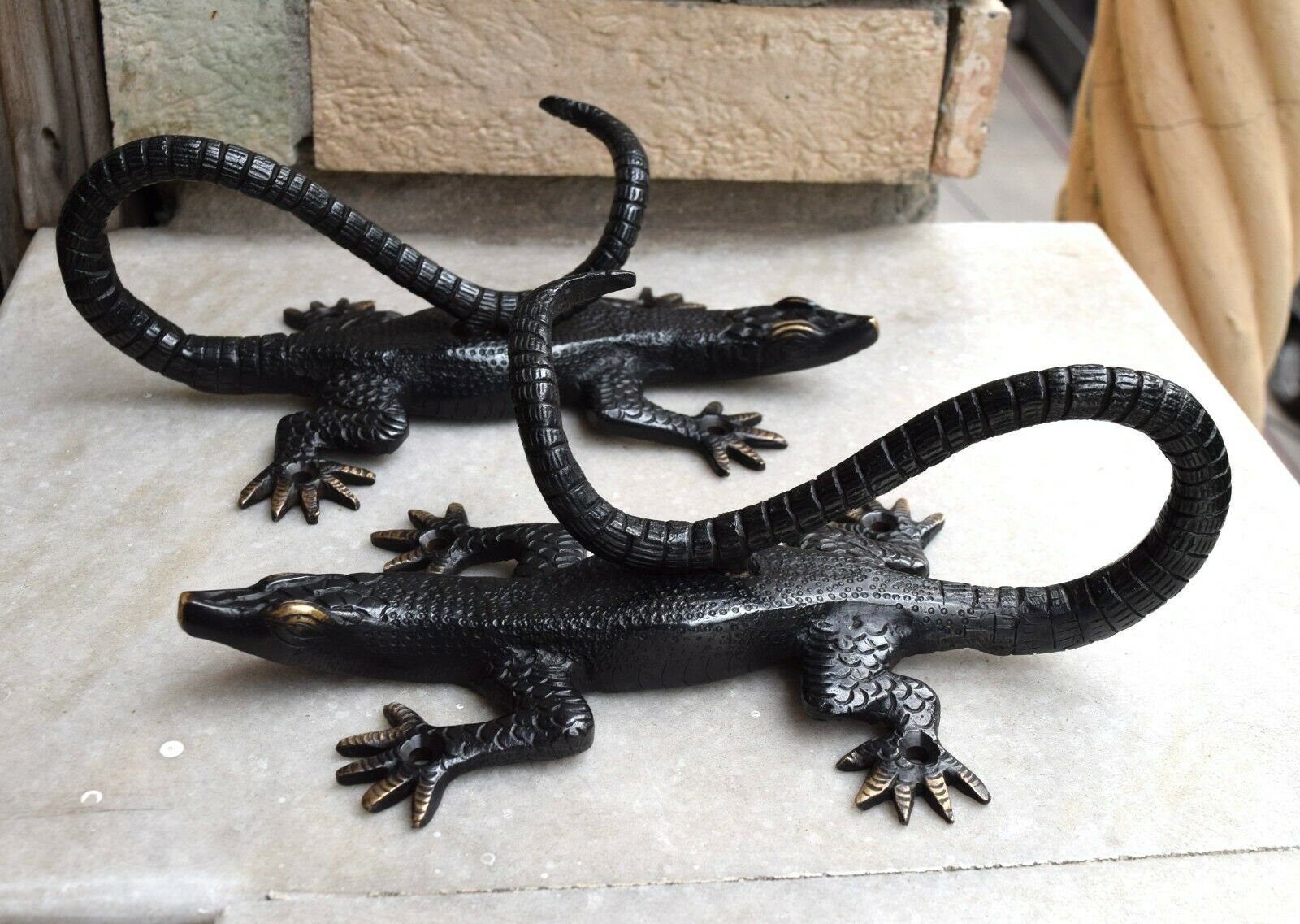 Poignée De Porte En Laiton – Design Dragon/lézard – Artisanat Indien – RU127